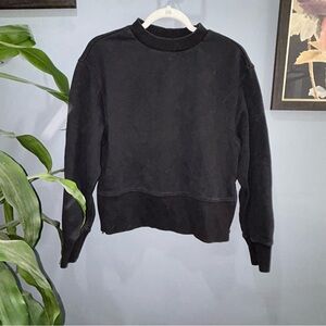 Varley Womens Black Crewneck Sweatshirt Side Zip sz Medium